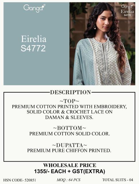 Ganga eirelia 4772 dress material wholesale market bangalore